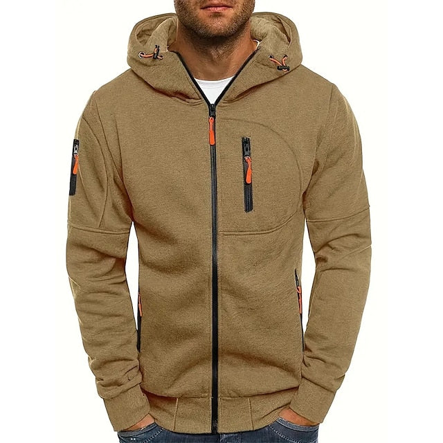 Men's Hoodie – Tailored Fit – Breathable Fabric – Zipper – Zippered Pockets