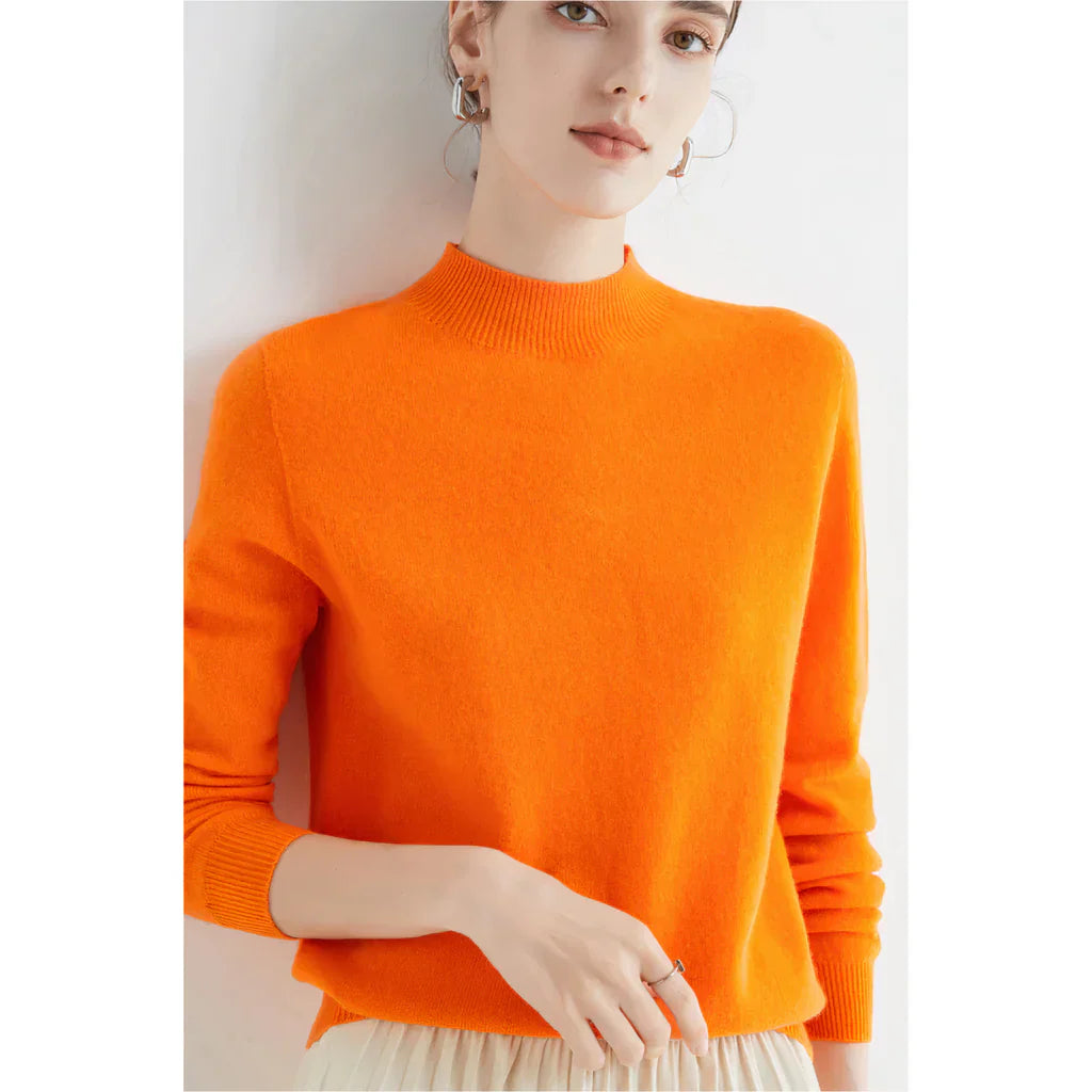 Women's Sweater – Wool – Relaxed Fit – Ribbed Round Neck – Long Sleeves