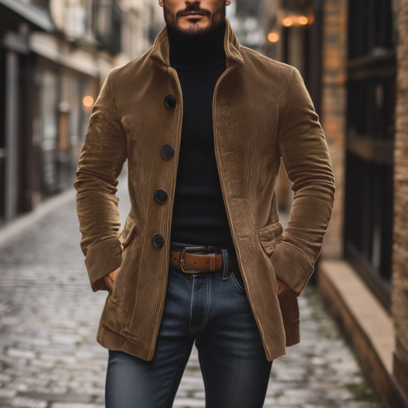 Men's Corduroy Jacket - Classic Design - Tailored Fit - High Collar