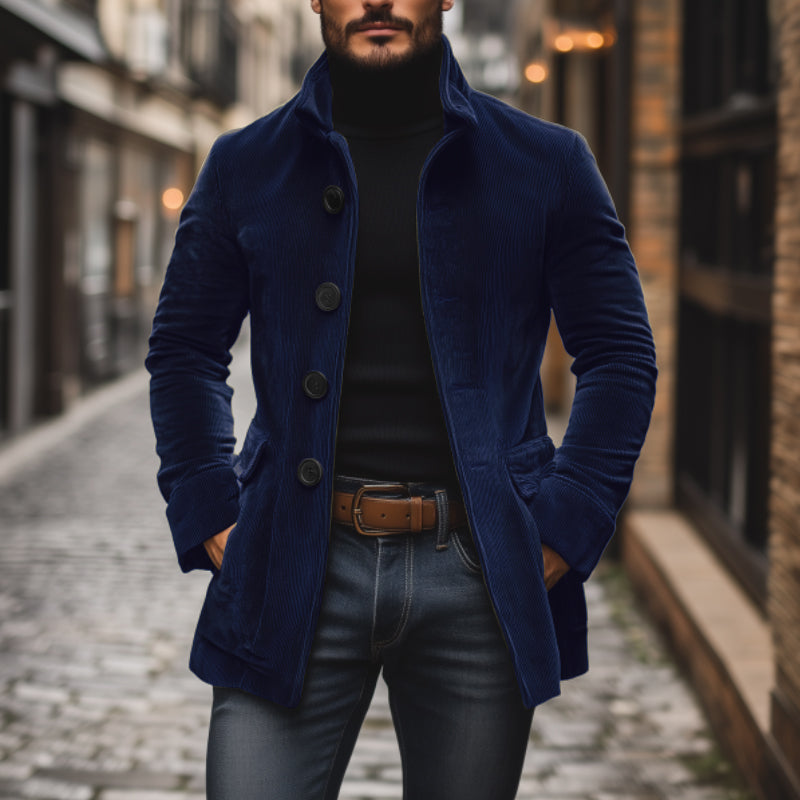 Men's Corduroy Jacket - Classic Design - Tailored Fit - High Collar