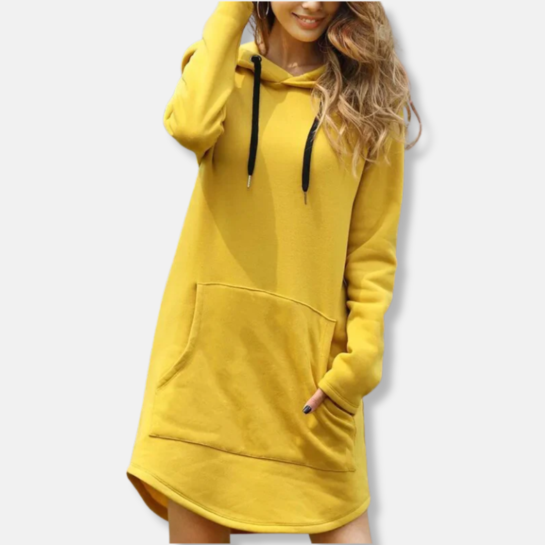 Women's Hoodie Dress – Relaxed Fit – Soft Cotton Blend – Long Sleeves