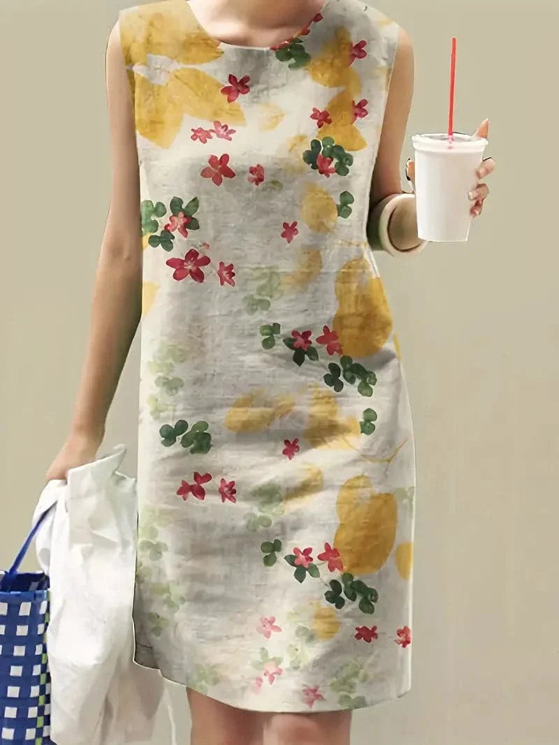 Women's Dress - Sleeveless with Floral Print - Light and Comfortable - Relaxed Fit