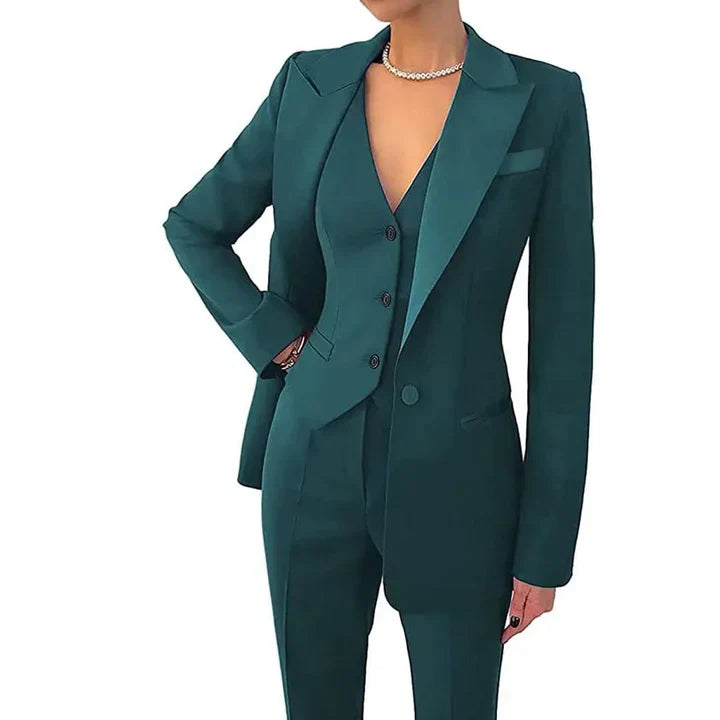 Women's Pantsuit – Tailored Fit – 3-Piece Set with Vest – Wool Blend