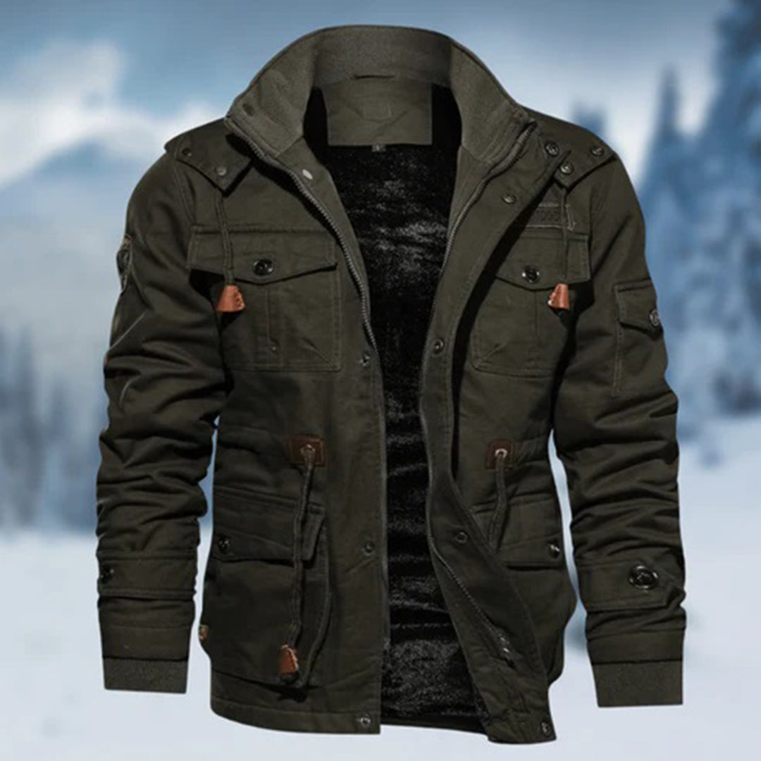 Men's Jacket – Tailored Fit – Cotton – Lining – High Collar – Multiple Pockets