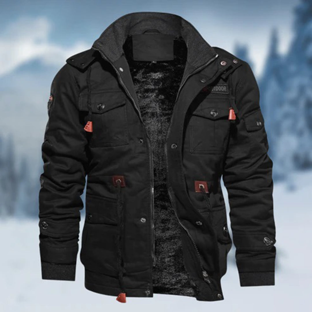 Men's Jacket – Tailored Fit – Cotton – Lining – High Collar – Multiple Pockets