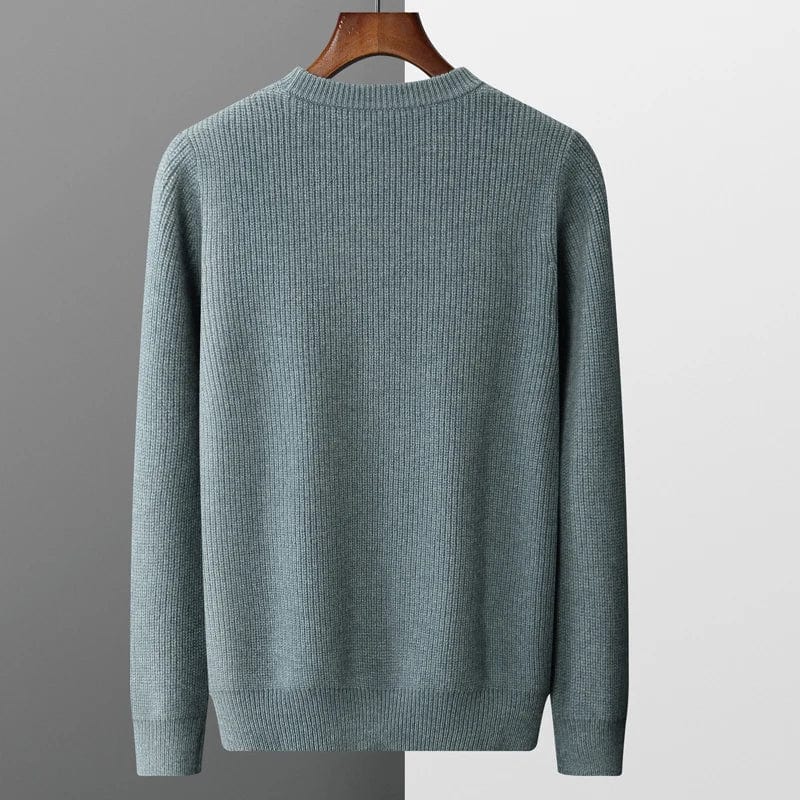 Men's Sweater - Cable Knit Wool Blend - Regular Fit - Round Neck - Warm and Breathable