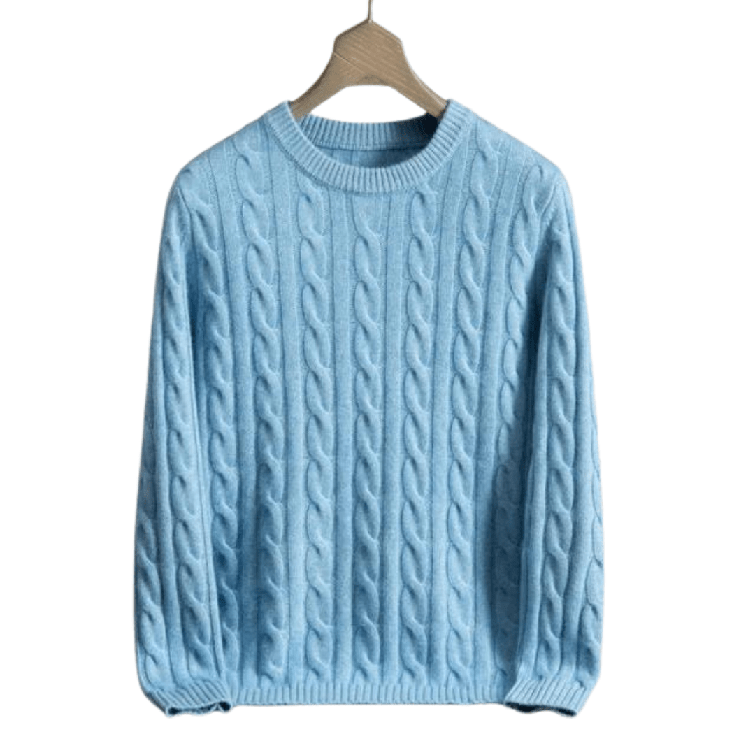 Men's Sweater - Cable Knit - Round Neck - Long Sleeved - Classic and Versatile
