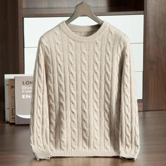 Men's Sweater - Cable Knit - Round Neck - Long Sleeved - Classic and Versatile