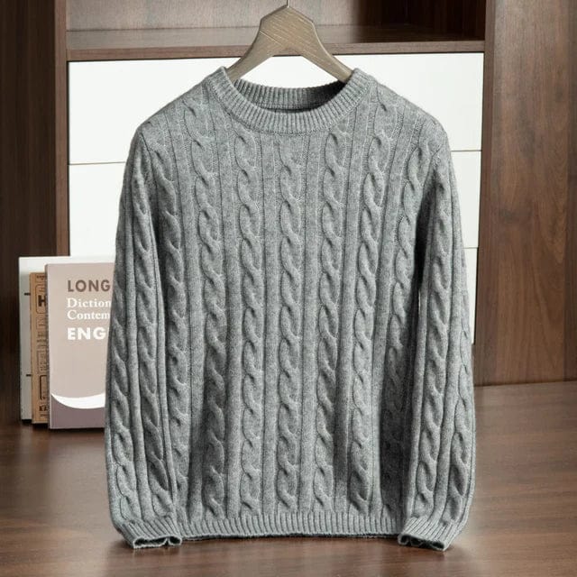 Men's Sweater - Cable Knit - Round Neck - Long Sleeved - Classic and Versatile