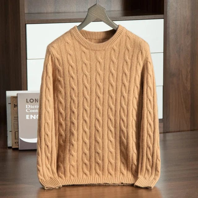 Men's Sweater - Cable Knit - Round Neck - Long Sleeved - Classic and Versatile