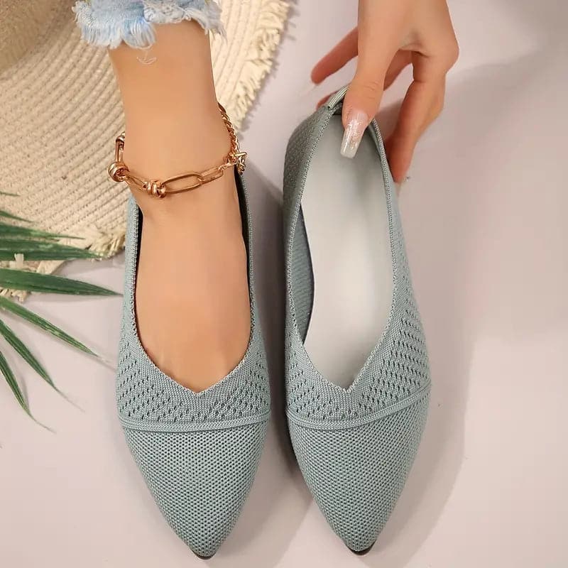 Women's Ballerina – Soft Knit – Pointed Toe – Breathable – Comfortable Slip-On