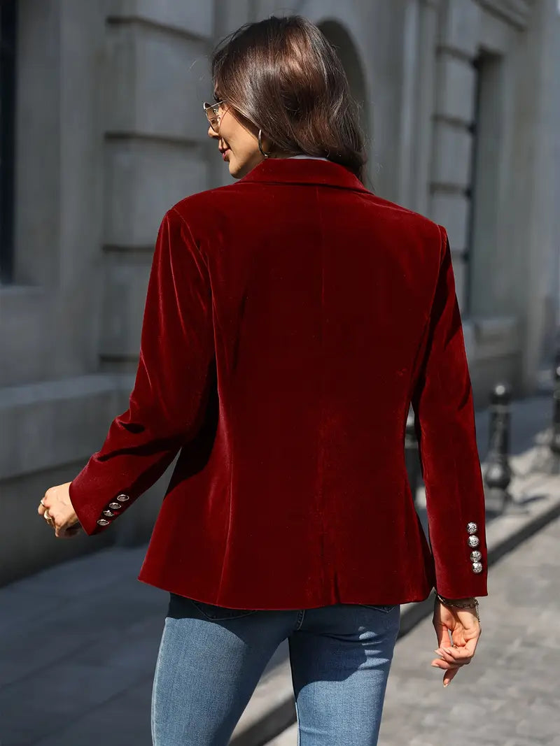 Women's Blazer – Tailored Fit – Velvet Texture – Single-Breasted with Lapels
