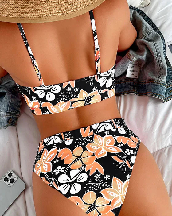 Women's Bikini Set – High Waist – Tank Top – Floral Print – Breathable Fabric