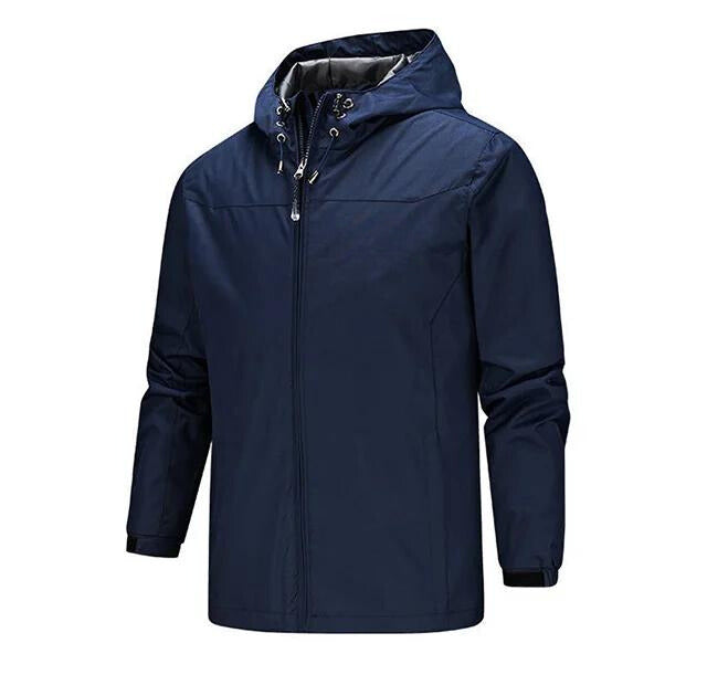 Men's Rain Jacket – Water-Repellent – Regular Fit – Drawstring Hood – Adjustable Cuffs
