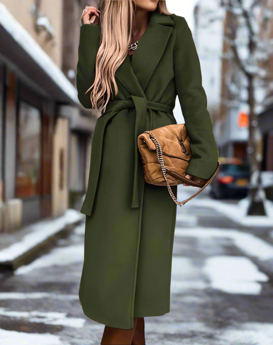 Elegant myk trenchcoat med langt knytbånd for kvinner