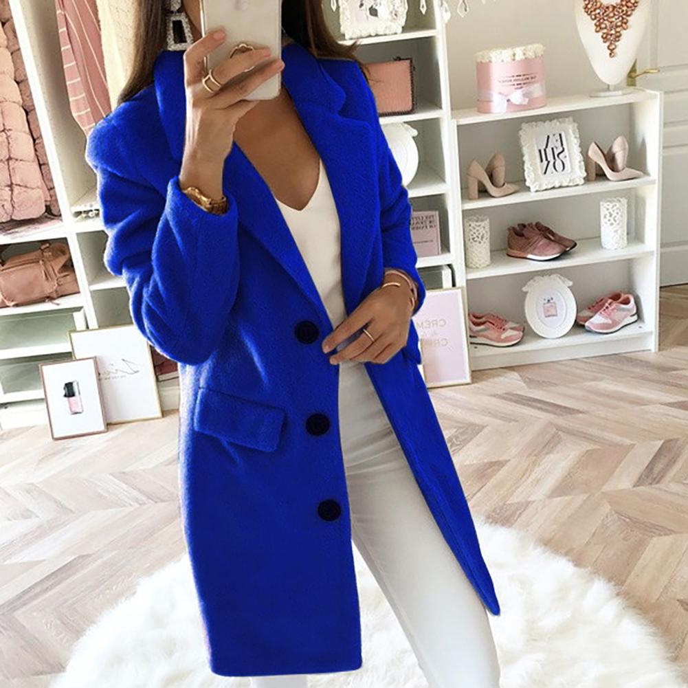 Women's Blazer Coat – Tailored Fit – Wool Blend – Double-Breasted – Knee-Length