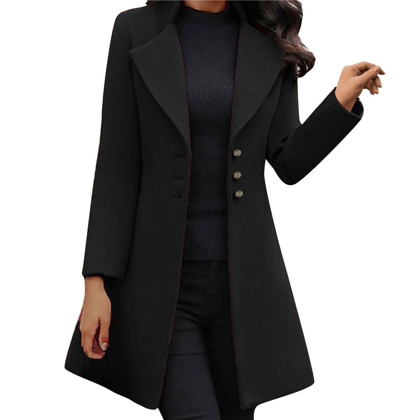 Women's Blazer Jacket - Tailored Fit - Wool Blend - Single-Breasted with Button Closure