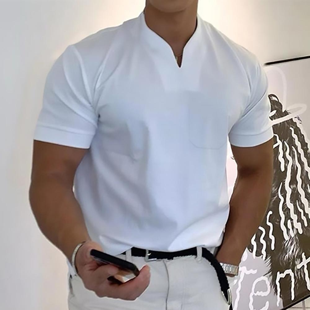 Men's Shirt – Slim Fit – Short Sleeve – Breathable Fabric – Mandarin Collar
