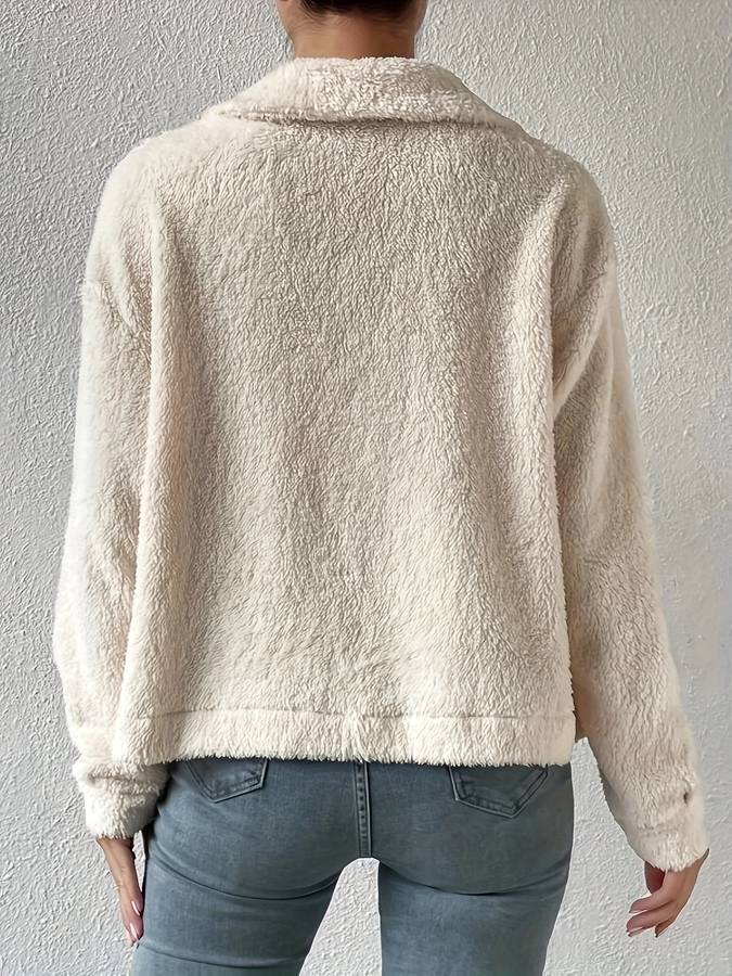 Women's Jacket - Soft Faux Fur - Relaxed Fit - Long Sleeve and Warm