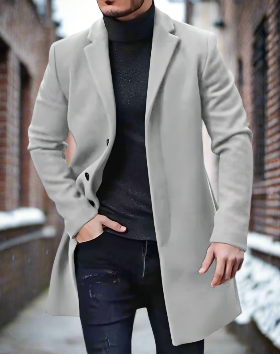 Men's Coat – Tailored Fit – Single-Breasted – Button Closure – Classic Design