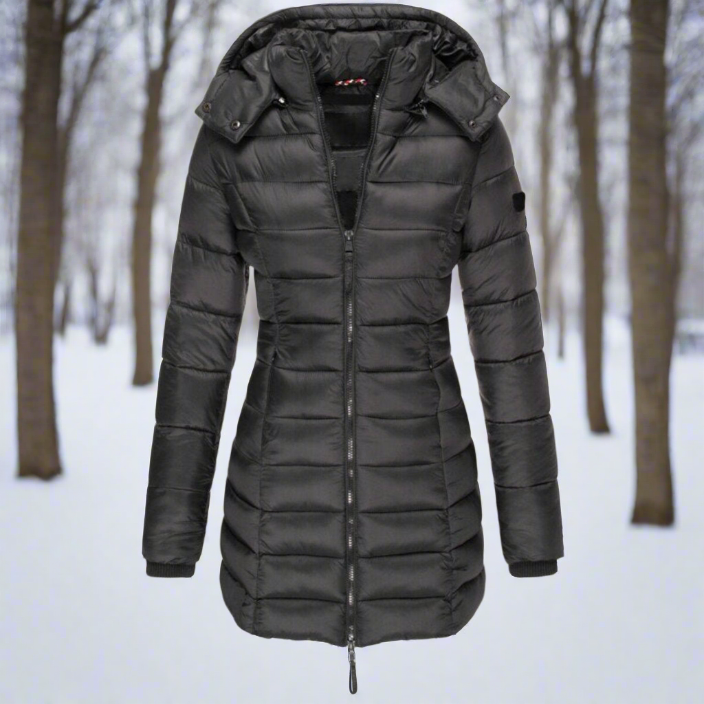 Jessica Hooded Down Jacket | Quilted Longline Jacket