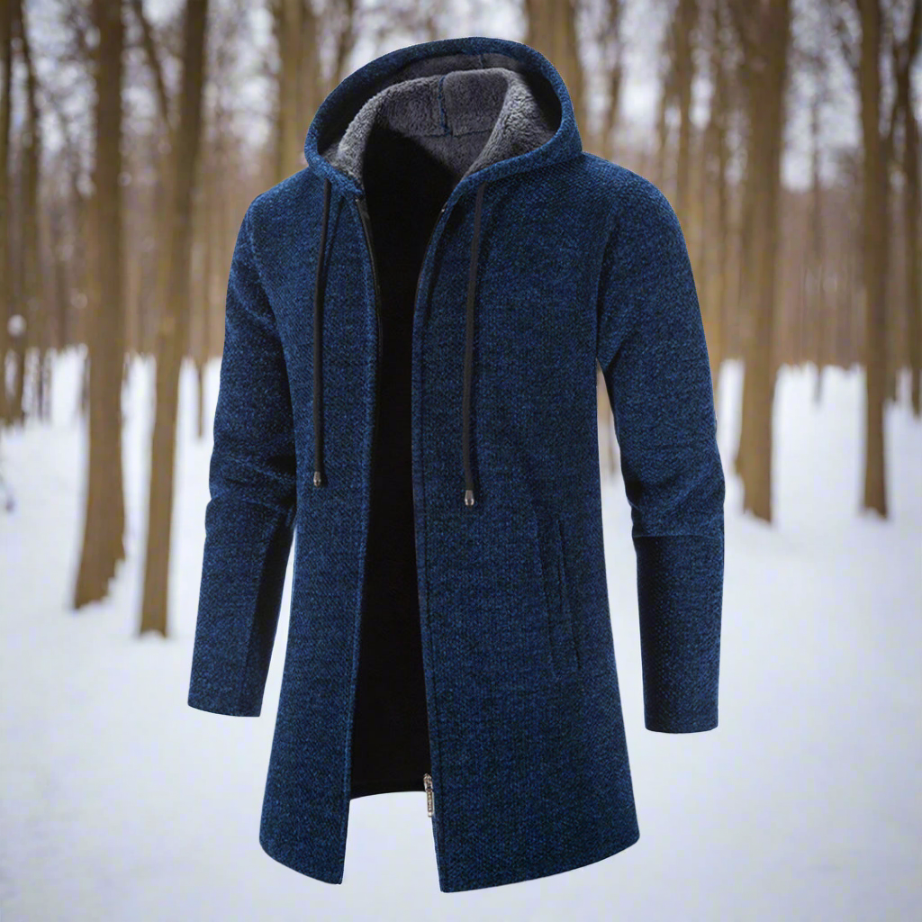Men's Hoodie - Knitted Fabric - Zipper - Soft Lining - Adjustable Hood