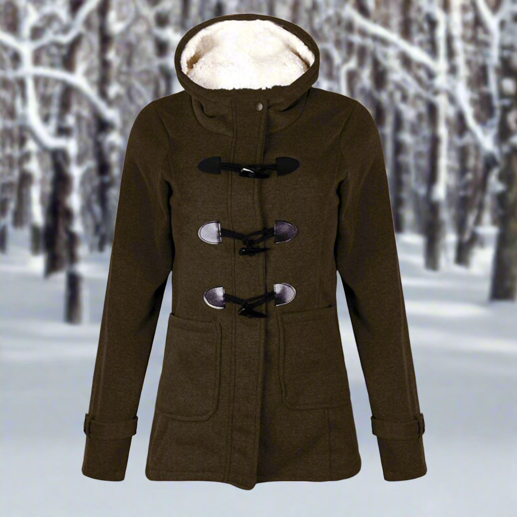 Imogen Wool Toggle Duffle Coat | Hooded Fuzzy Lined Duffle Coat