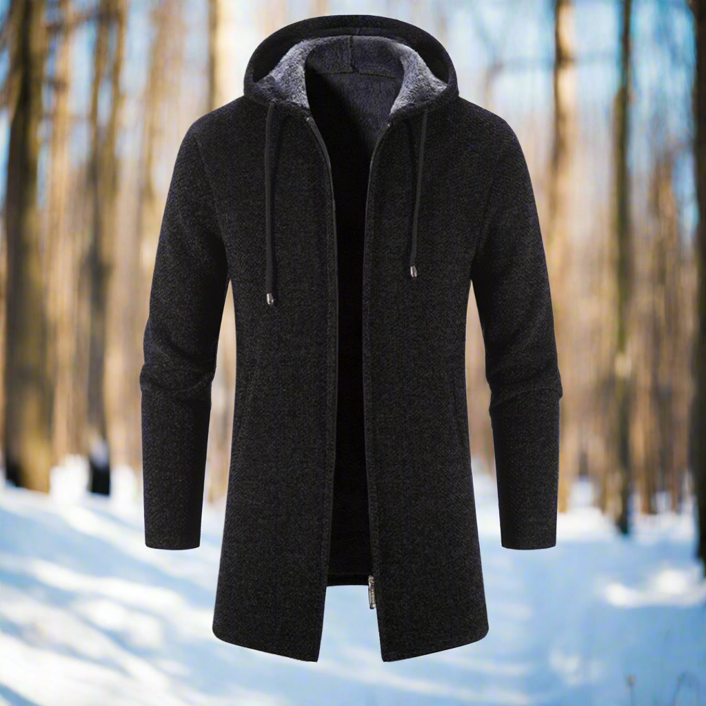 Men's Hoodie - Knitted Fabric - Zipper - Soft Lining - Adjustable Hood
