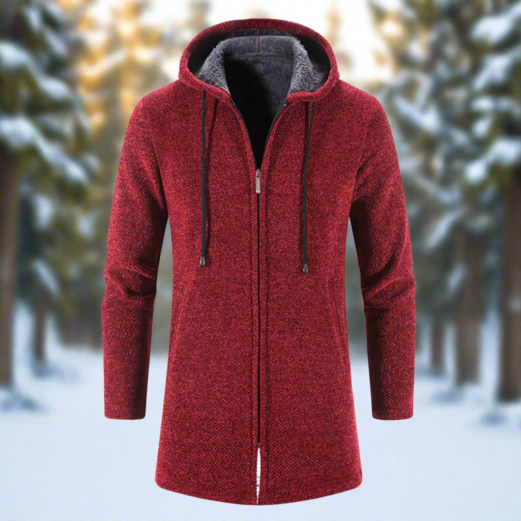 Men's Hoodie - Knitted Fabric - Zipper - Soft Lining - Adjustable Hood