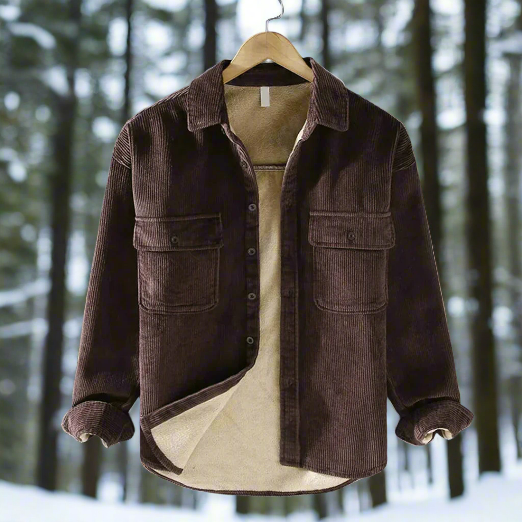 Men's Shirt Jacket – Soft Corduroy – Lined – Relaxed Fit – Button Closure