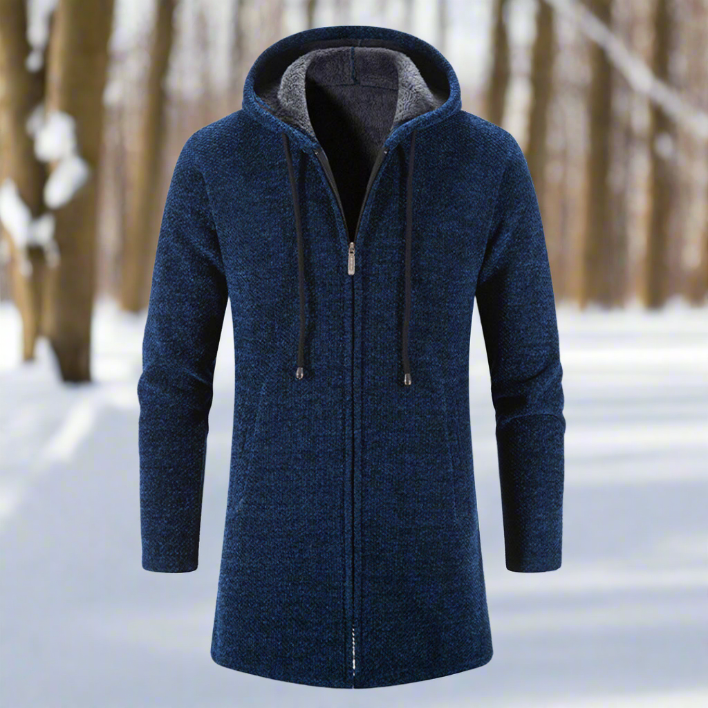 Men's Hoodie - Knitted Fabric - Zipper - Soft Lining - Adjustable Hood