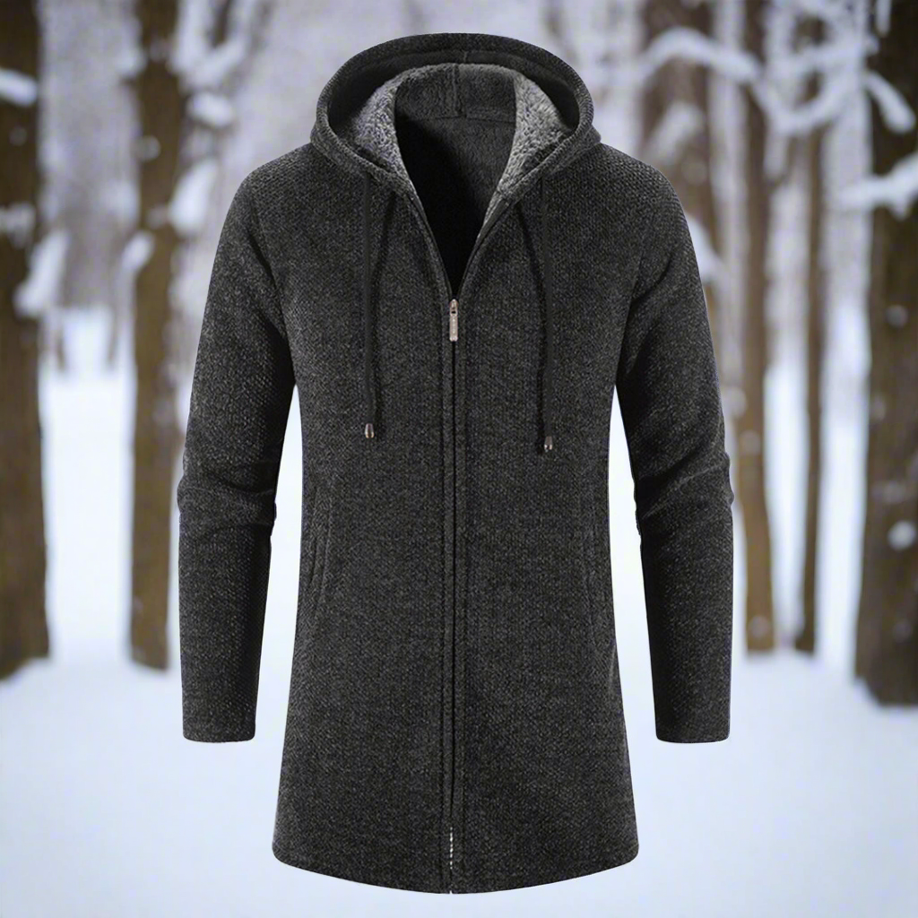 Men's Hoodie - Knitted Fabric - Zipper - Soft Lining - Adjustable Hood