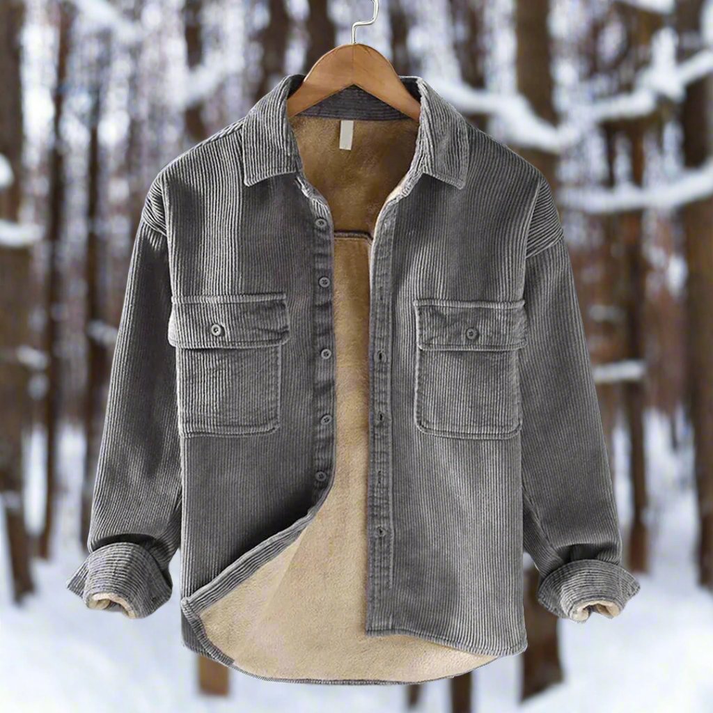 Men's Shirt Jacket – Soft Corduroy – Lined – Relaxed Fit – Button Closure