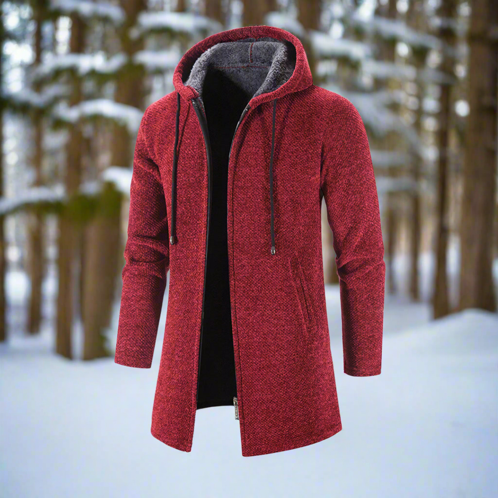Men's Hoodie - Knitted Fabric - Zipper - Soft Lining - Adjustable Hood