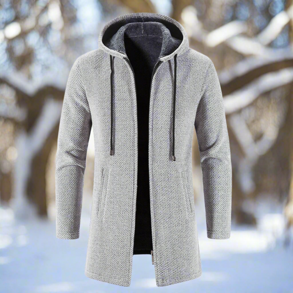 Men's Hoodie - Knitted Fabric - Zipper - Soft Lining - Adjustable Hood