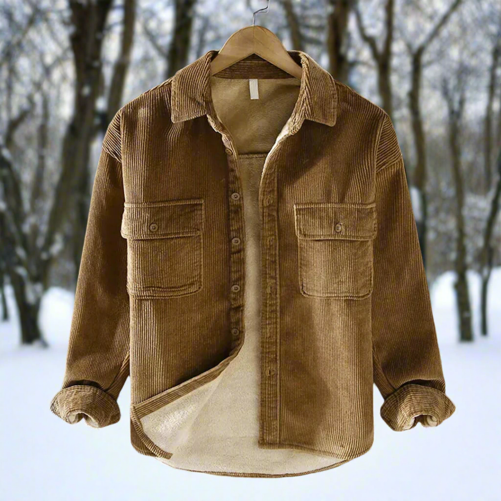 Men's Shirt Jacket – Soft Corduroy – Lined – Relaxed Fit – Button Closure