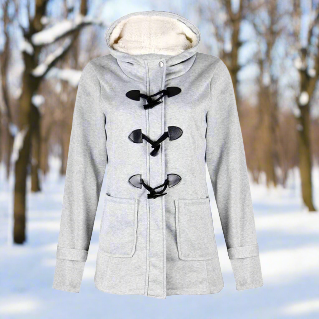 Imogen Wool Toggle Duffle Coat | Hooded Fuzzy Lined Duffle Coat
