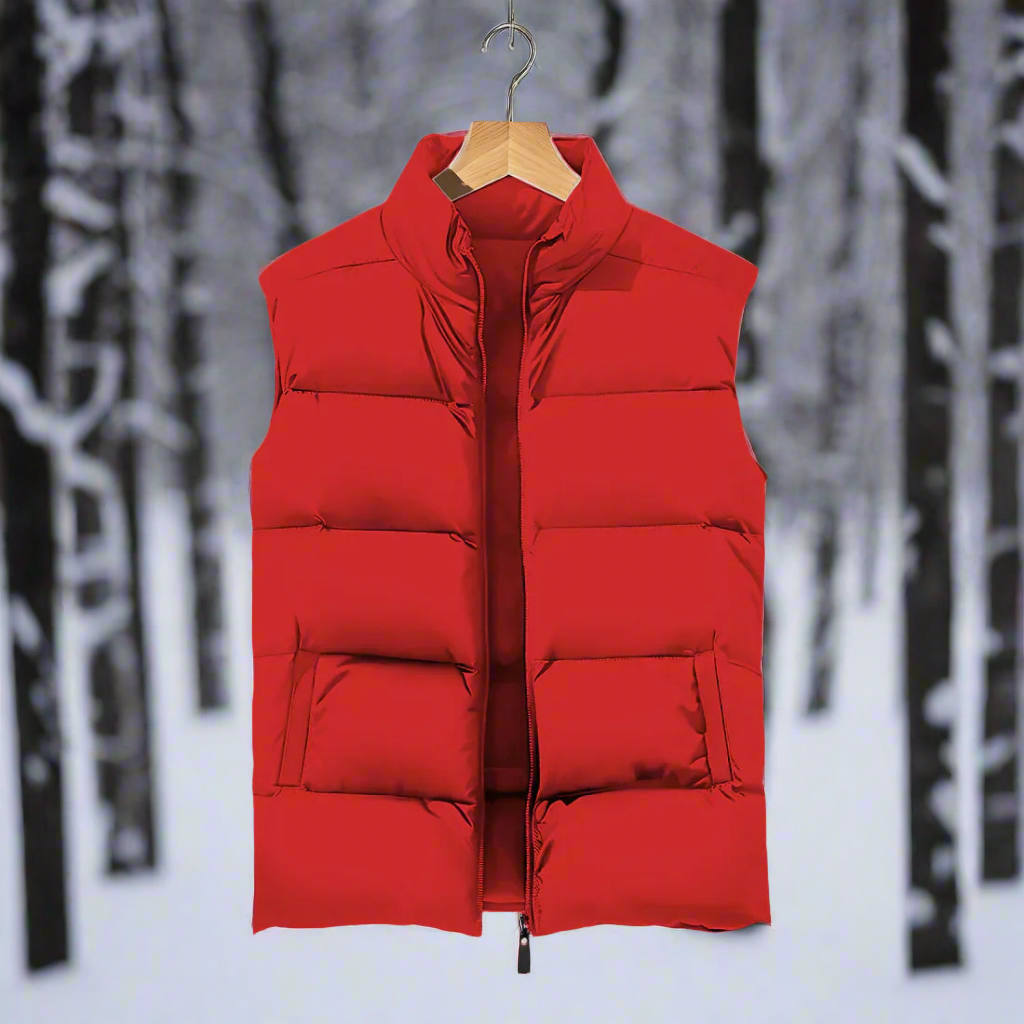 Men's Padded Vest - Quilted Design - High Collar - Practical Pockets - Light and Warm