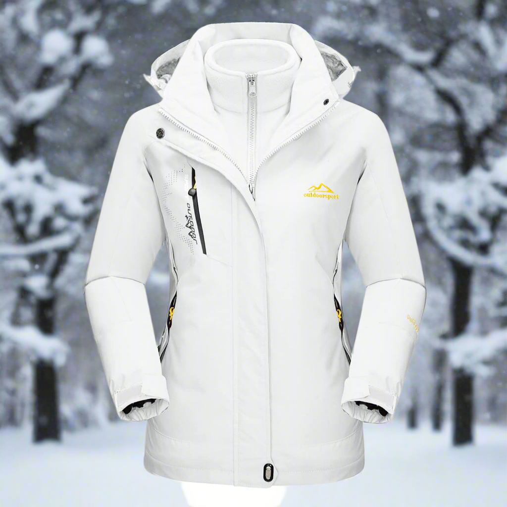 Women's Shell Jacket - Waterproof and Windproof - Insulated Lining - Detachable Hood - Adjustable Cuffs