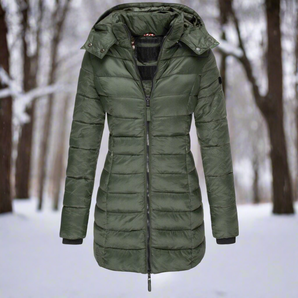 Jessica Hooded Down Jacket | Quilted Longline Jacket