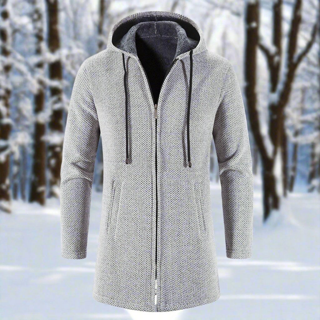 Men's Hoodie - Knitted Fabric - Zipper - Soft Lining - Adjustable Hood
