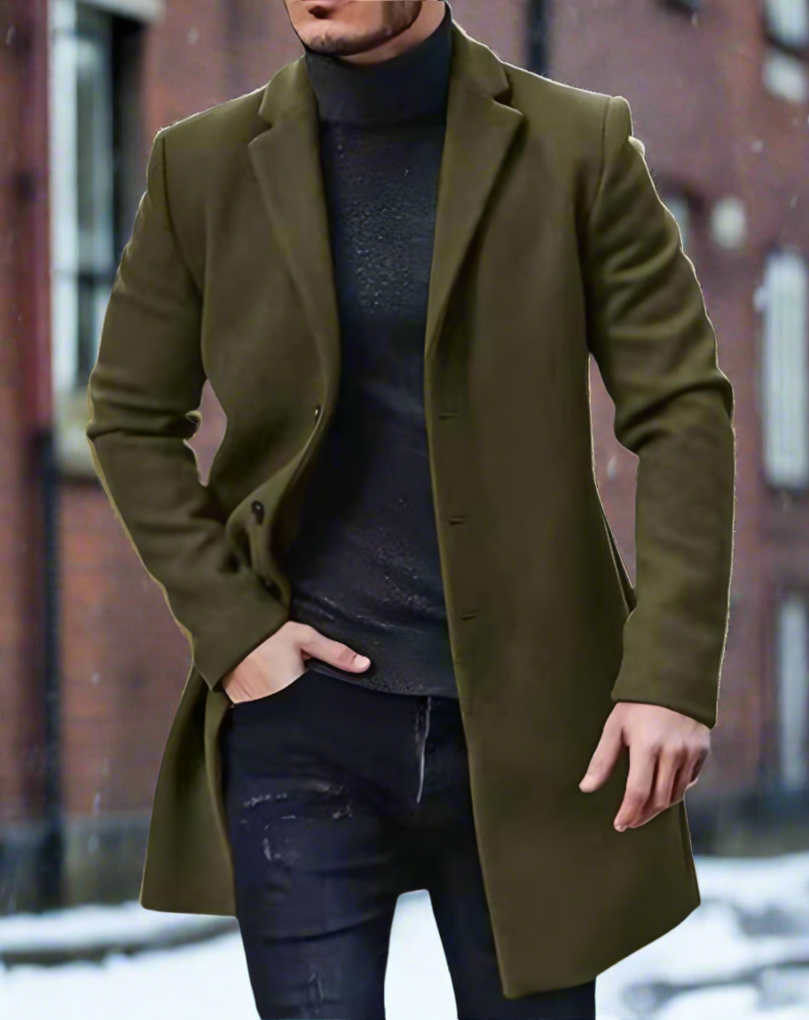 Men's Coat – Tailored Fit – Single-Breasted – Button Closure – Classic Design