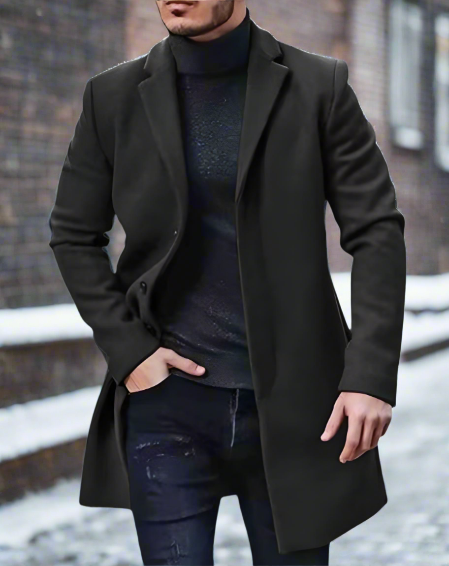Men's Coat – Tailored Fit – Single-Breasted – Button Closure – Classic Design