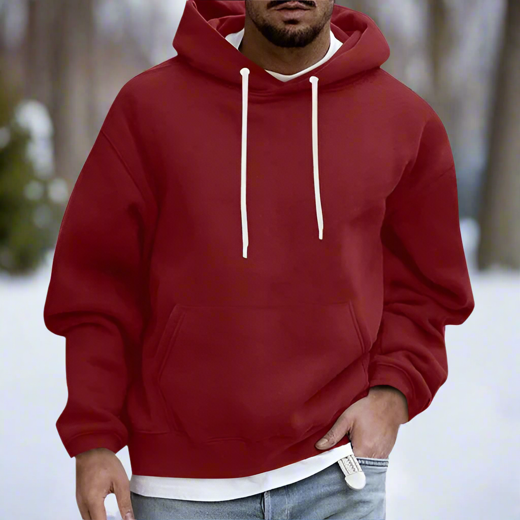 Men's Hoodie - Relaxed Fit - Soft Cotton - Adjustable Hood - Kangaroo Pocket