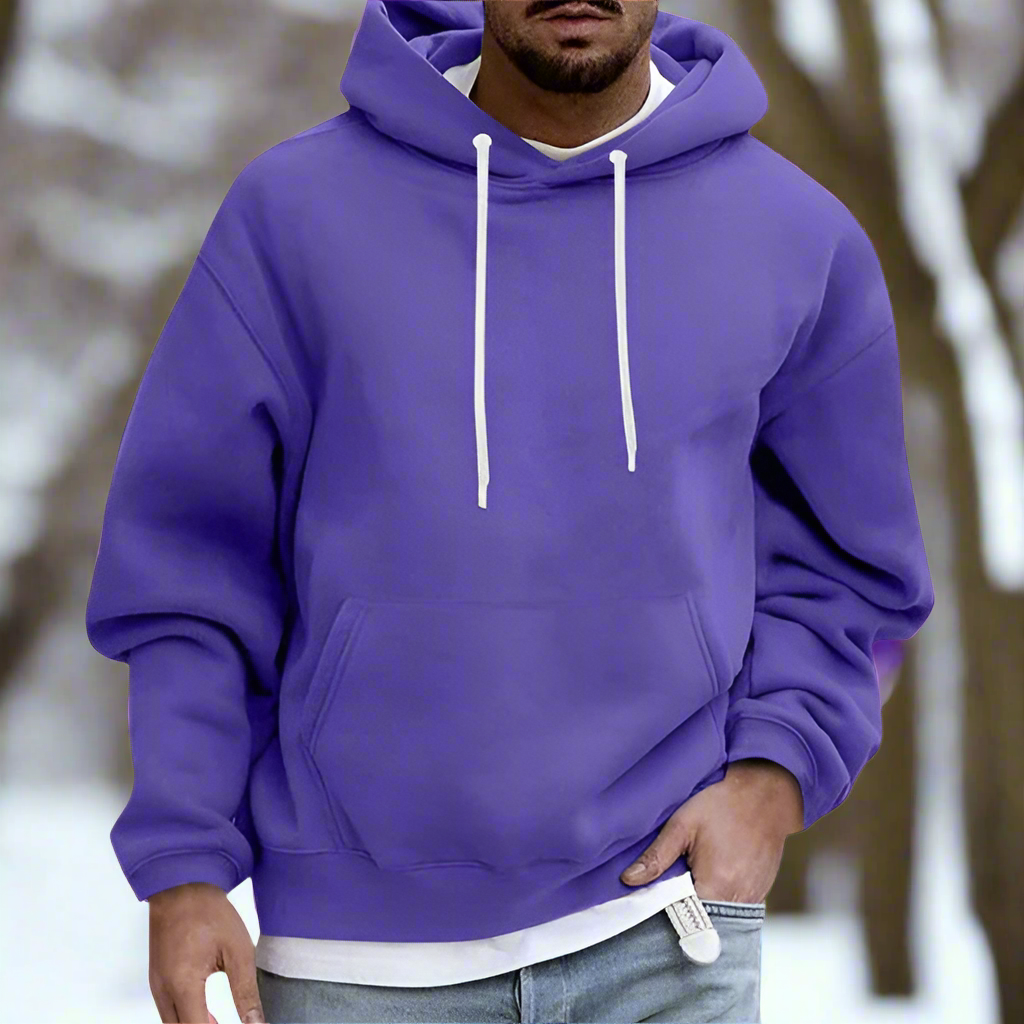 Men's Hoodie - Relaxed Fit - Soft Cotton - Adjustable Hood - Kangaroo Pocket