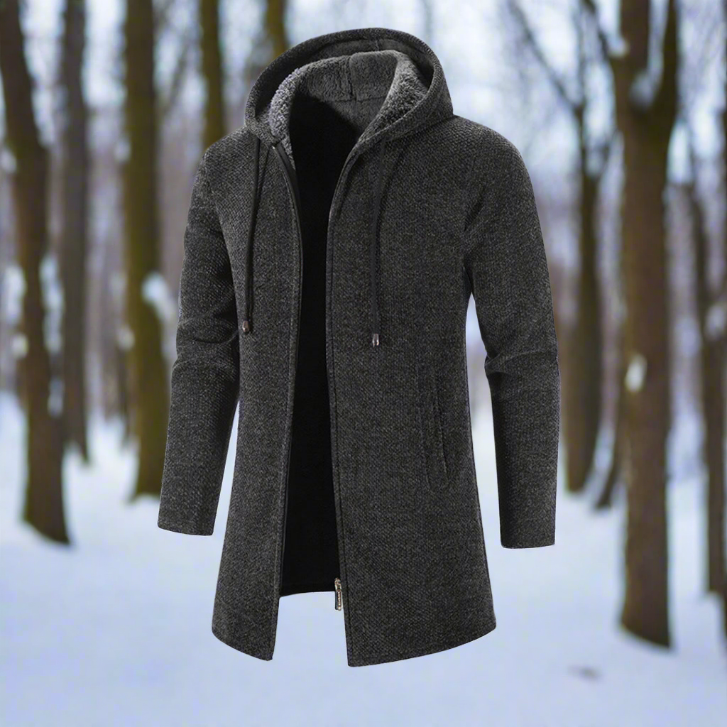 Men's Hoodie - Knitted Fabric - Zipper - Soft Lining - Adjustable Hood