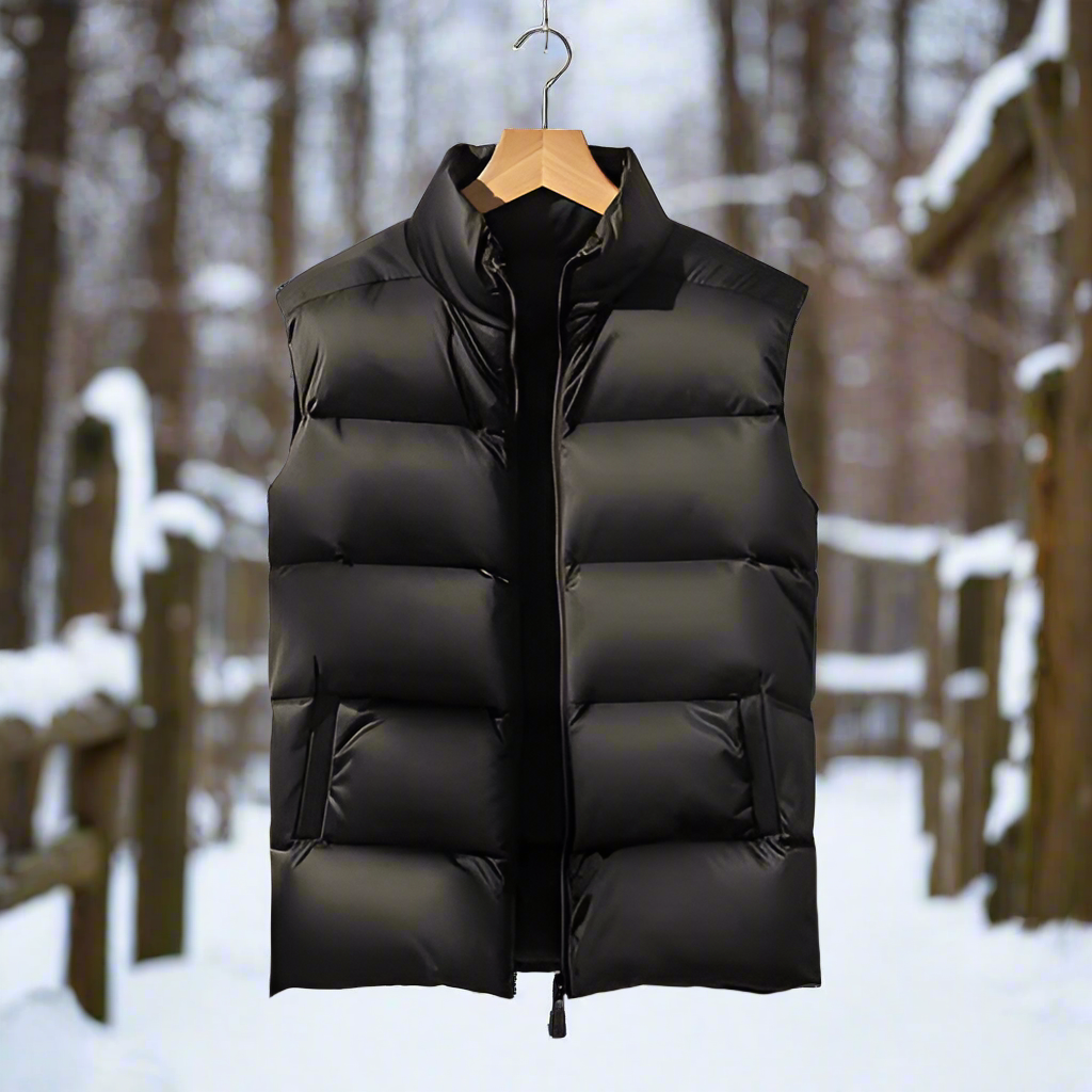 Men's Padded Vest - Quilted Design - High Collar - Practical Pockets - Light and Warm
