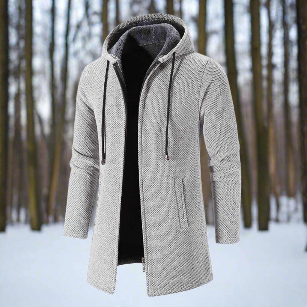 Men's Hoodie - Knitted Fabric - Zipper - Soft Lining - Adjustable Hood