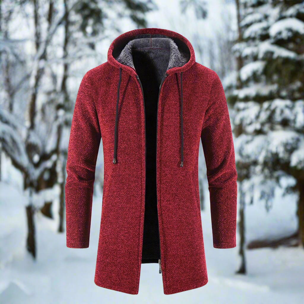 Men's Hoodie - Knitted Fabric - Zipper - Soft Lining - Adjustable Hood