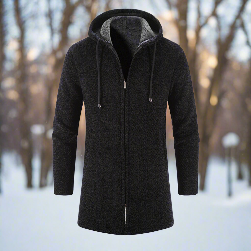 Men's Hoodie - Knitted Fabric - Zipper - Soft Lining - Adjustable Hood
